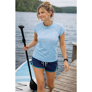 Carve Designs Large Performance Rash Guard Nylon Spandex Blue Surf Swim Top